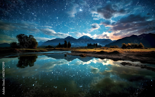 Starry night, tranquil water, ethereal beauty © Andrii