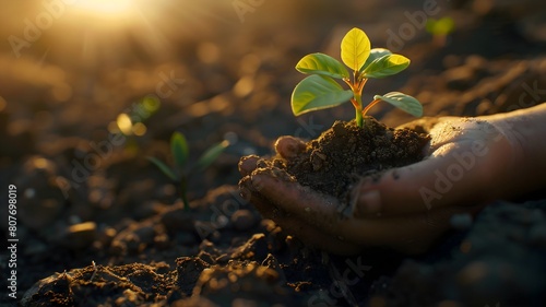  A sapling tenderly held, a promise of growth and renewal on World Environment Day. 
 photo