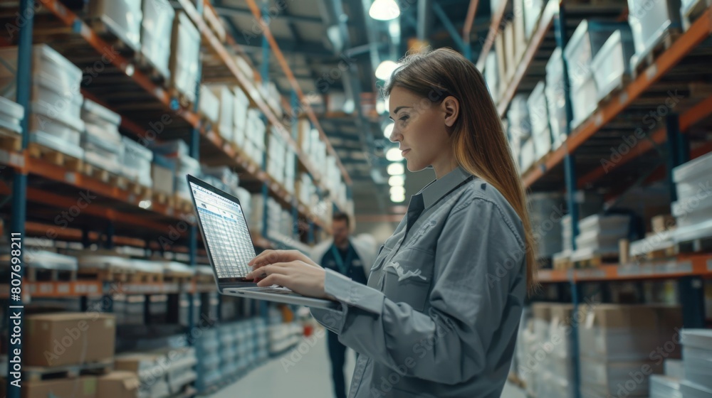 Warehouse Worker Using Laptop Warehouse Worker Using Laptop