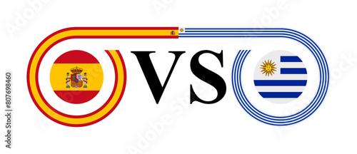 concept between spain vs uruguay. vector illustration isolated on white background