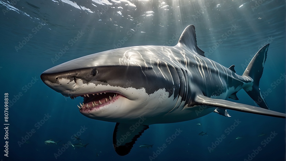 Naklejka premium Shark in the sea Great White Shark
