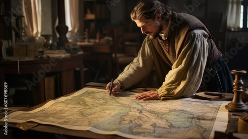 Roman scholar examines ancient map revealing geographical insights from bygone era