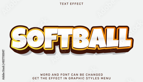 Softball text effect template in 3d design