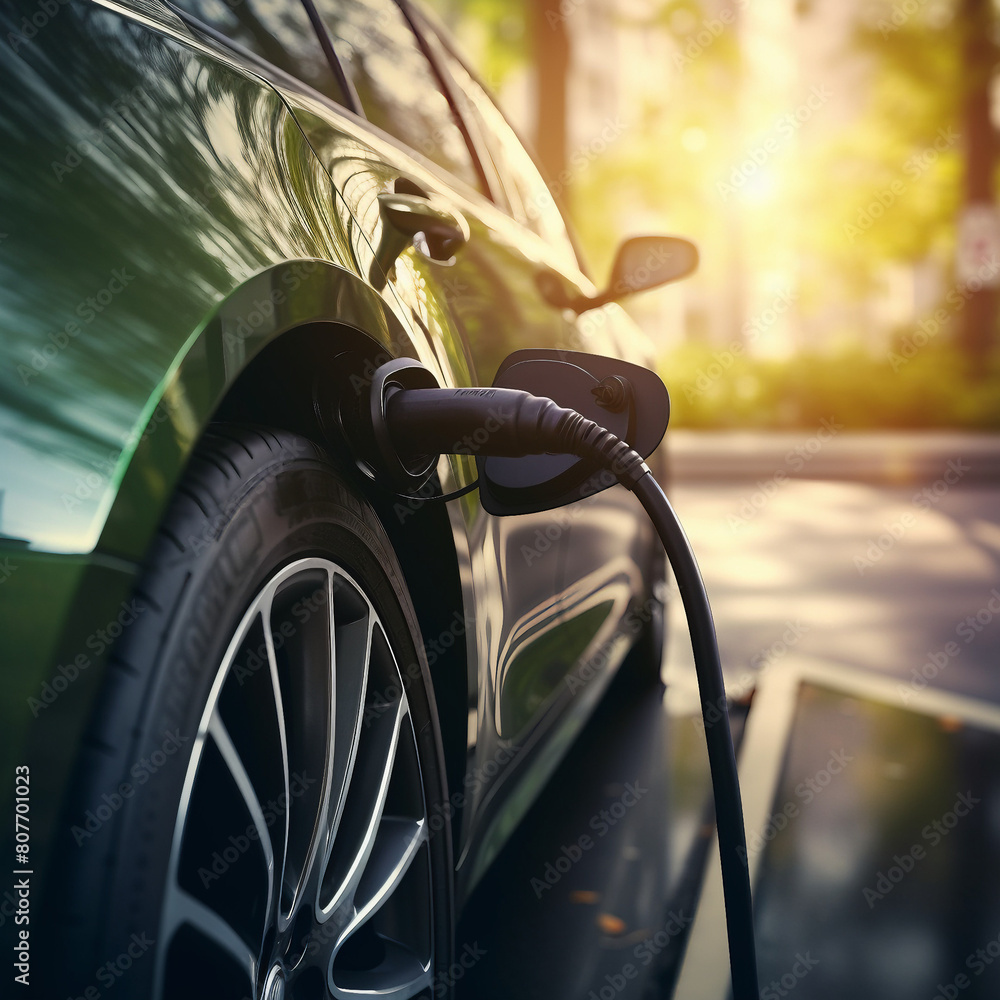 Electric charging car in the charging station, EV adoption Electric charging car in the charging station, EV adoption