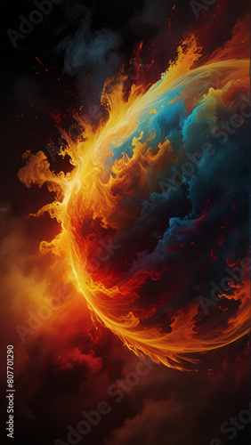 Cosmic Blaze: An Abstract Representation of a Fiery Planet” © Sergey