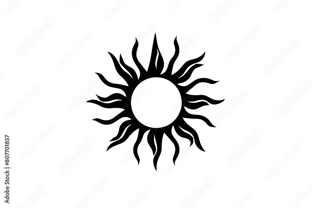 Linear Simple Vintage Sun Icon: Simple Vector Logotype Illustration.