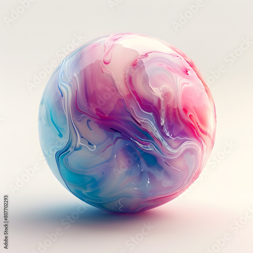 Multicolored ball liquid sphere  highly detailed on white background