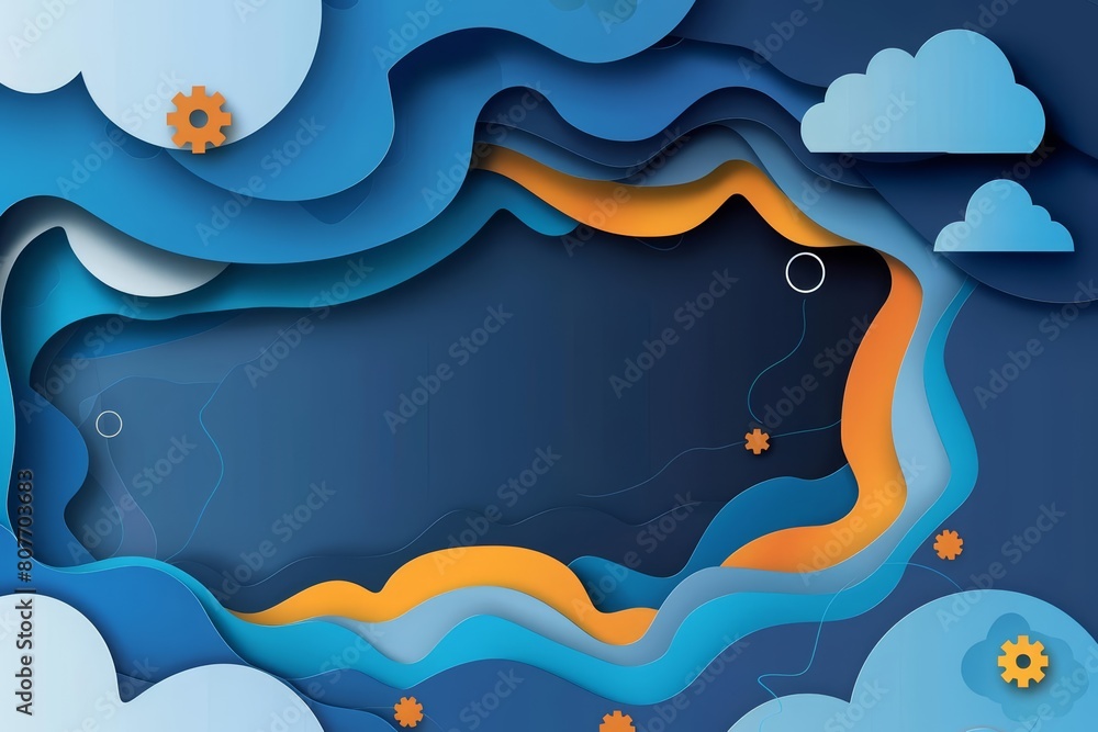 Banner with copy space of digital transformation, in paper cut styles, illustration template for text Banner with copy space of digital transformation, in paper cut styles, illustration template for text