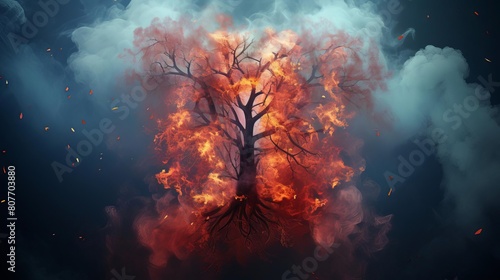 Conceptual art of lungs on fire to symbolize the deadly impact of smoking photo