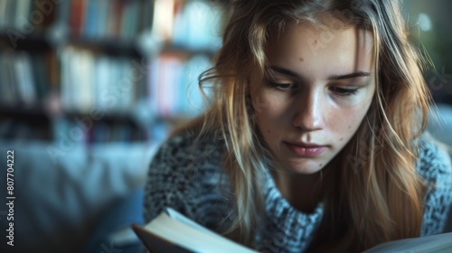 Woman Engrossed in Reading Book © MP Studio