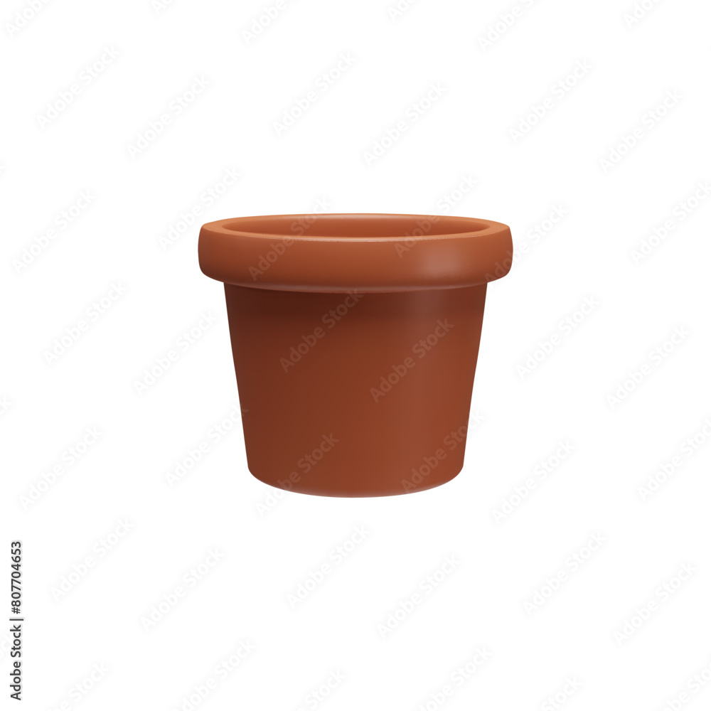 3D vector illustration of a glossy brown pot, suitable for plants, on a white background 3D vector illustration of a glossy brown pot, suitable for plants, on a white background