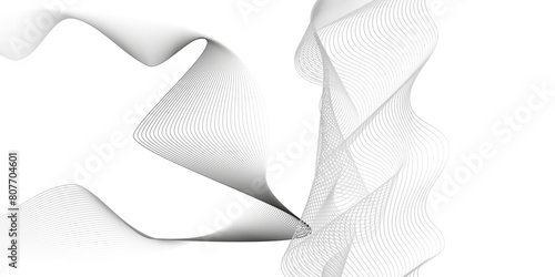 Vector abstract white digital blend wave lines technology background. Modern minimal gradient white flowing wave lines and glowing moving lines. Futuristic technology and sound wave lines background.