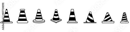 Traffic cone icon vector set. Road token. Accident symbol collection. Crash logo.