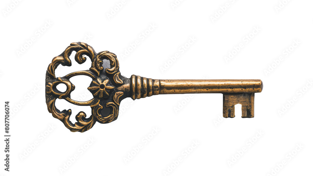 Obraz premium isolated old gold key, GENERATIVE AI