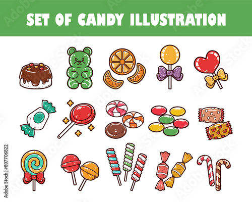Various candy element vector illustration set