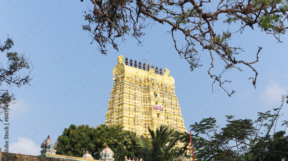 the Beautiful View of Gopuram of Rameshwaram Temple, Jyotirlinga, one ...