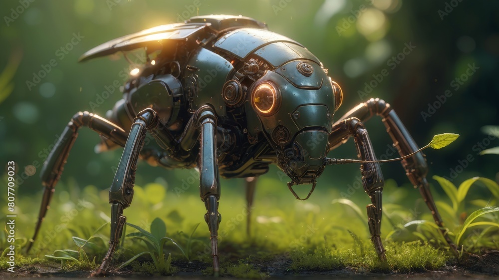 Fototapeta premium A close-up of a spider on its intricate web, patiently waiting for its next meal