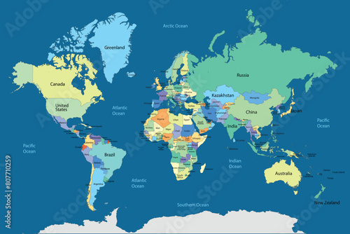 Map of the world countries regions vector
 photo