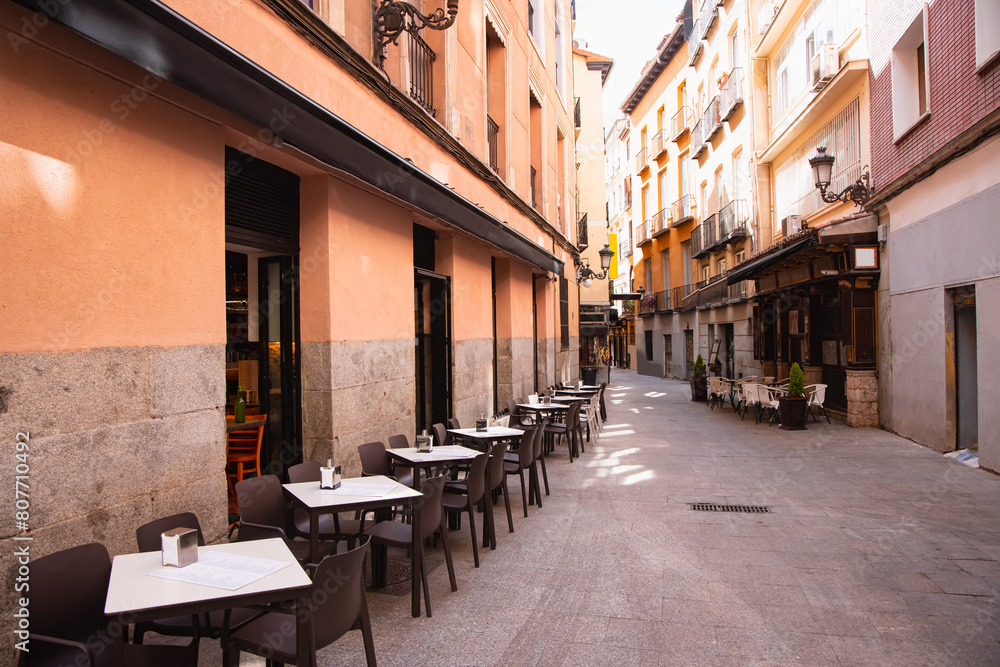 Obraz premium Facade Of A Typical Spanish Bar and tavern In The Famous Plaza Mayor of the Madrid, Spain