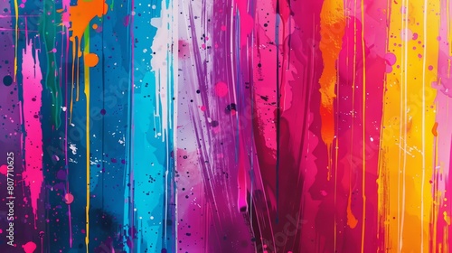 Colorful Paint Drips on Canvas  Vibrant Abstract Art Background 