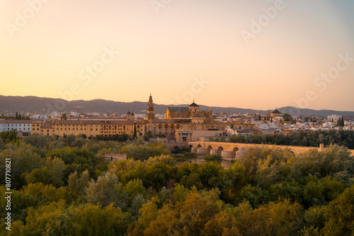 Sunset view of Cordoba with historic architecture photo