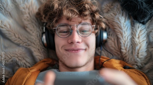 A Young Man Enjoying Music