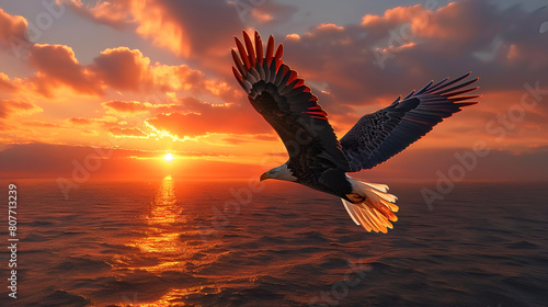 Eagle Soar Photos sunsat .Generative AI