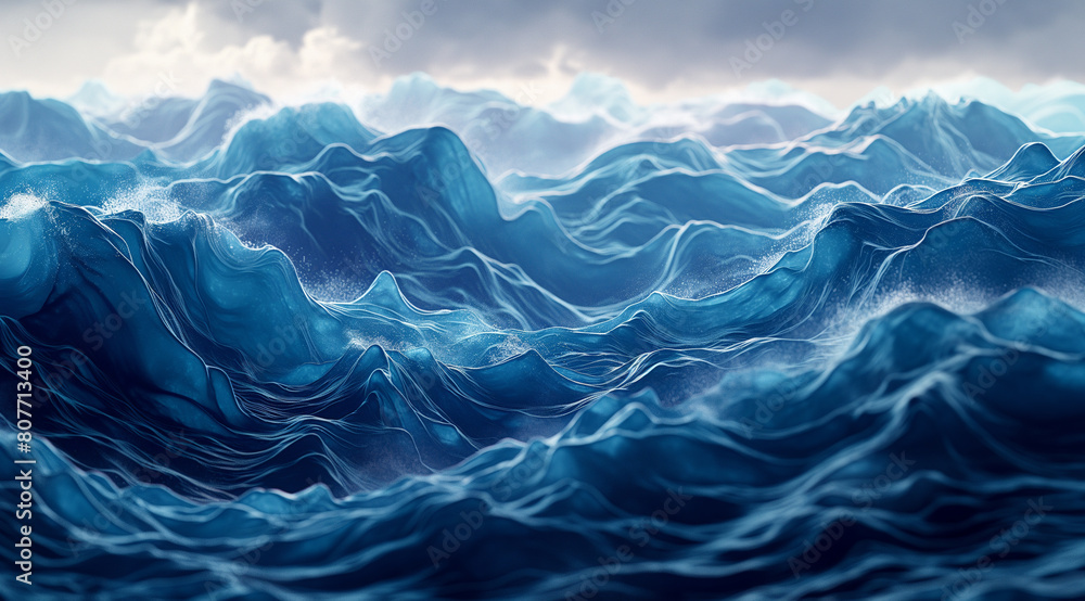 digital art illustration of ocean waves
