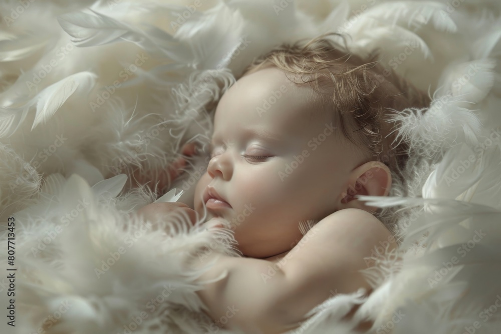 image of a sleeping baby nestled in a bed
