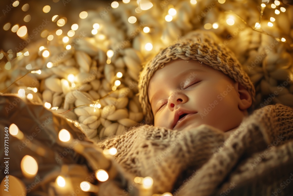 sleeping baby surrounded by fairy lights sleeping baby surrounded by fairy lights