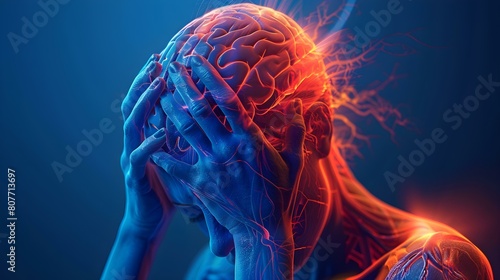 Headache conceptual artwork-3d illustration