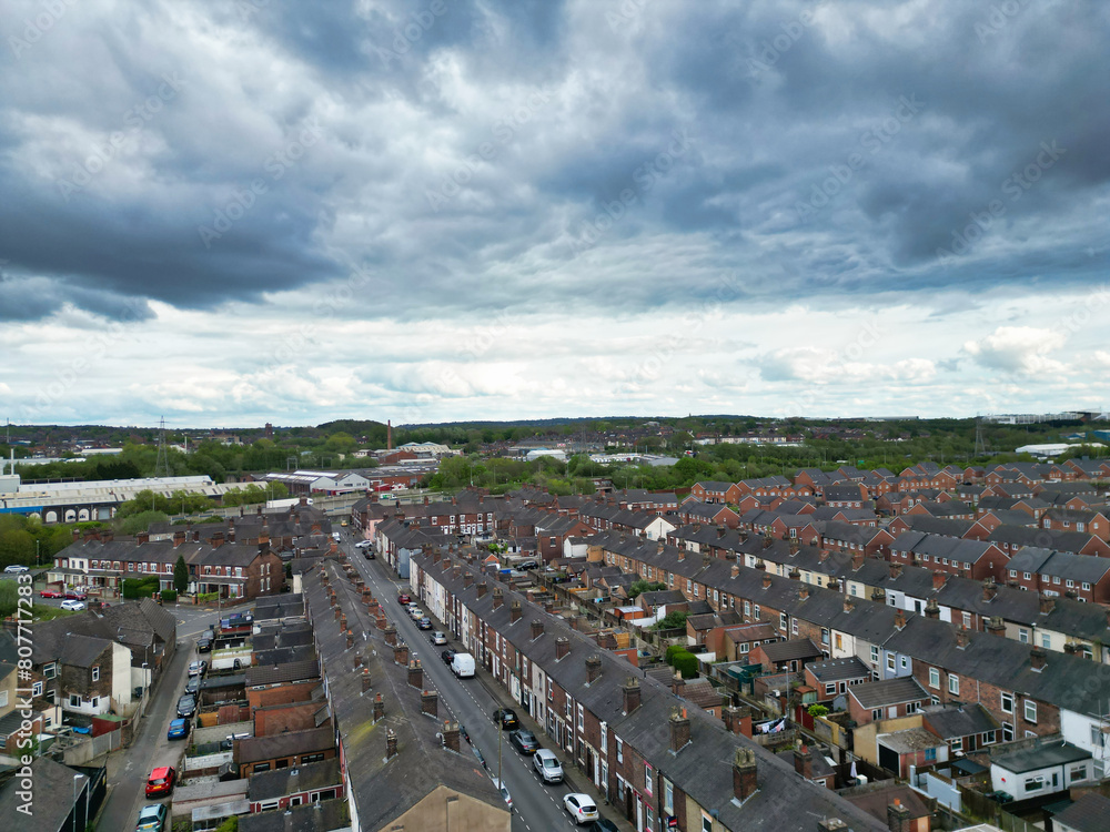 High Angle View of Stock-on-Trent City of England, Great Britain. May 4th, 2024