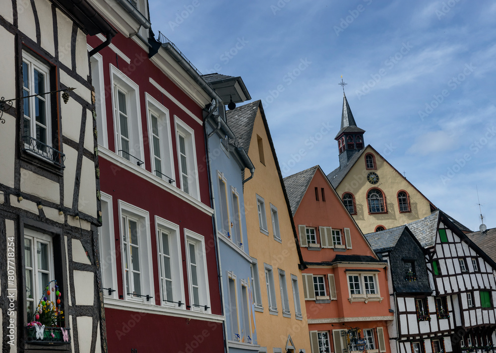 Half timbered houses. City of Bernkastel Kues Rhineland-Palatinate. River Moselle. Germany.