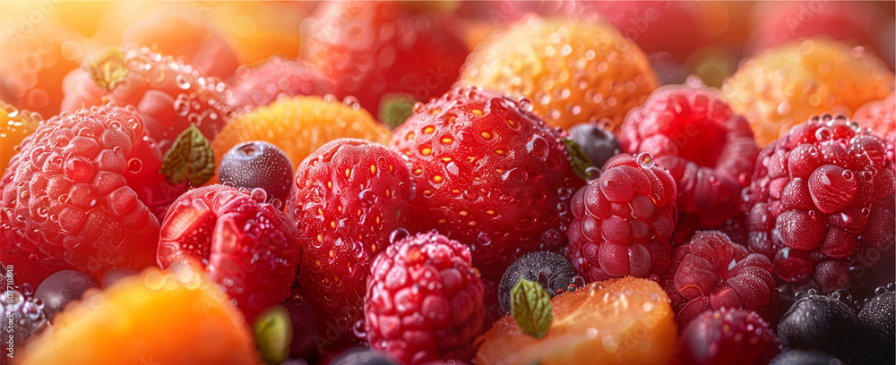 Sfondo frutta estiva, arance, fragole piante, lampone Sfondo frutta estiva, arance, fragole piante, lampone