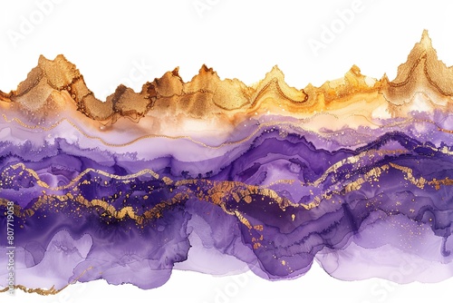 gold and purple geode alcohol ink watercolor wash, background photo