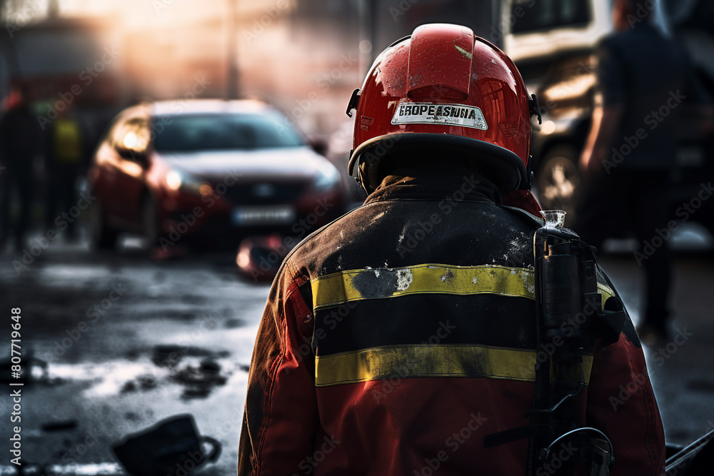 Obraz premium AI generated image of medical personal on road after car crash