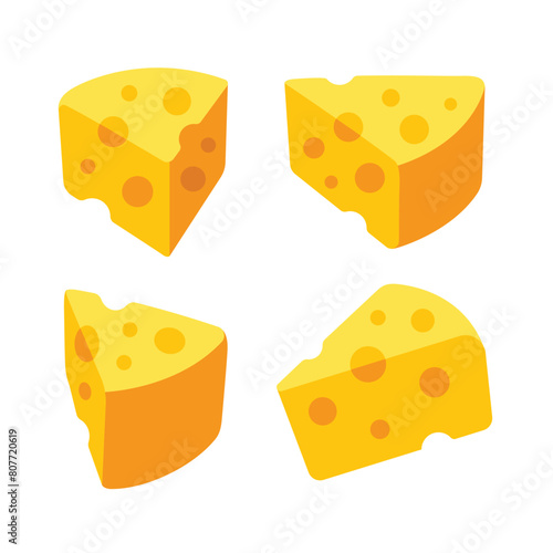 Cheese slice in cartoon style isolated on white background vector illustration