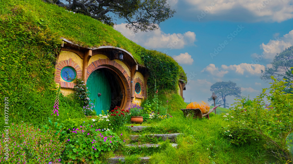 MATAMATA- NEW ZEALAND -NOVEMBER -2- 2022: Hobbiton - movie set created ...