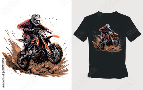 Extreme dirt bike adventure Cartoon vector for dynamic t-shirt design