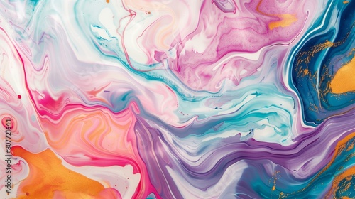 Wallpaper Mural A beautiful of marble acrylic pour painting and sparkles, swirling colors in pink and purple, orange and blue. Torontodigital.ca