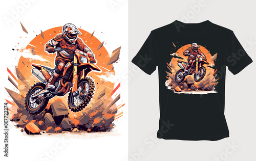Action packed dirt bike adventure Cartoon vector for bold t-shirt design