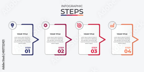 Concept of arrow business model Infographic design layout. four colorful graphic vector design