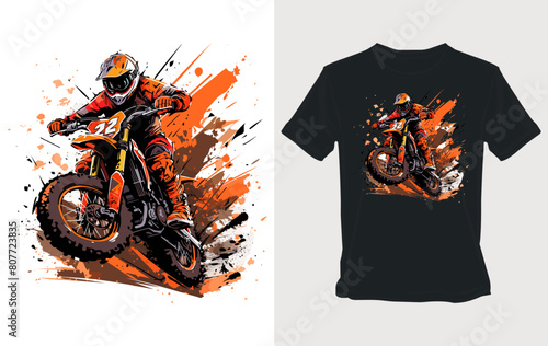 Rugged dirt bike thrill Cartoon vector for bold t-shirt design