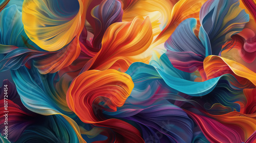 Abstract lines. This mesmerizing image dazzles the eye with a kaleidoscope of vivid hues and bold patterns, each brushstroke a testament to the artist's boundless creativity and passion. 
