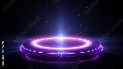 A glowing purple neon circle on a black background.