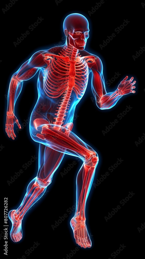 3d rendering of  An x-ray of a person running.