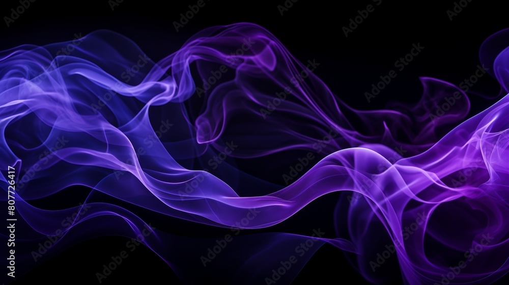 Blue and purple smoke on a black background