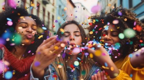 Friends Celebrating with Confetti