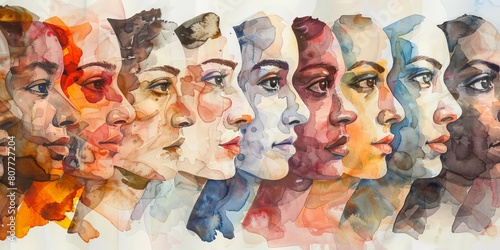 A painting of many faces with different colors and features. The painting is titled "The Faces of Humanity"