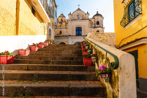 A square in the Italian village of Albori. View of Chiesa Santa Margherita d'ANTIOCHIA photo